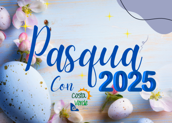 Pasqua 2025 con Hotel Costa Verde. Uova decorate e fiori primaverili.